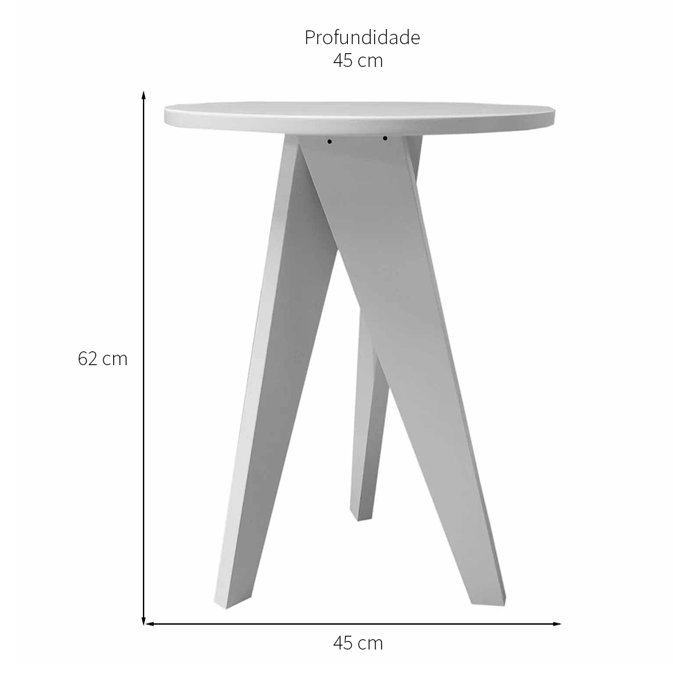 Mesa Lateral Redonda Canção de Ninar Cinza