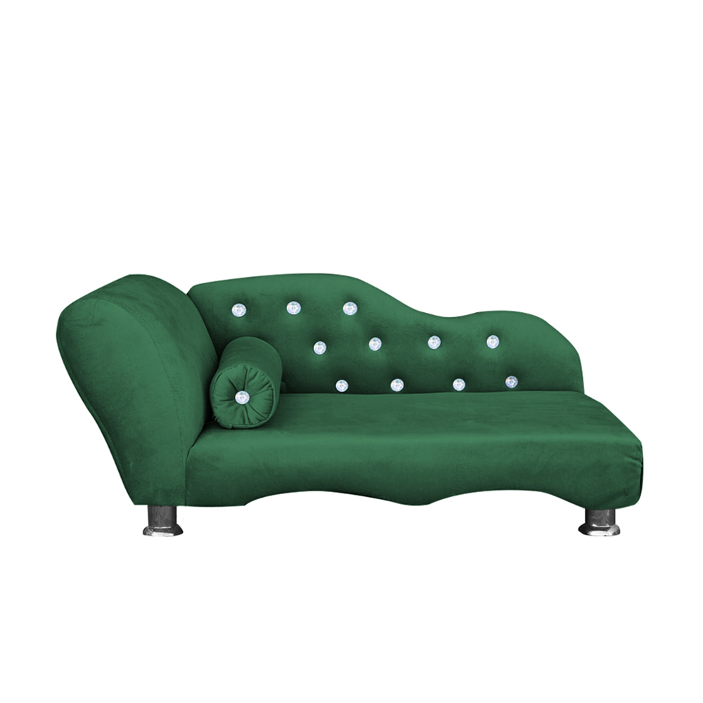 Cama Caminha Divã  Pet Veludo Strass Verde Dvinn