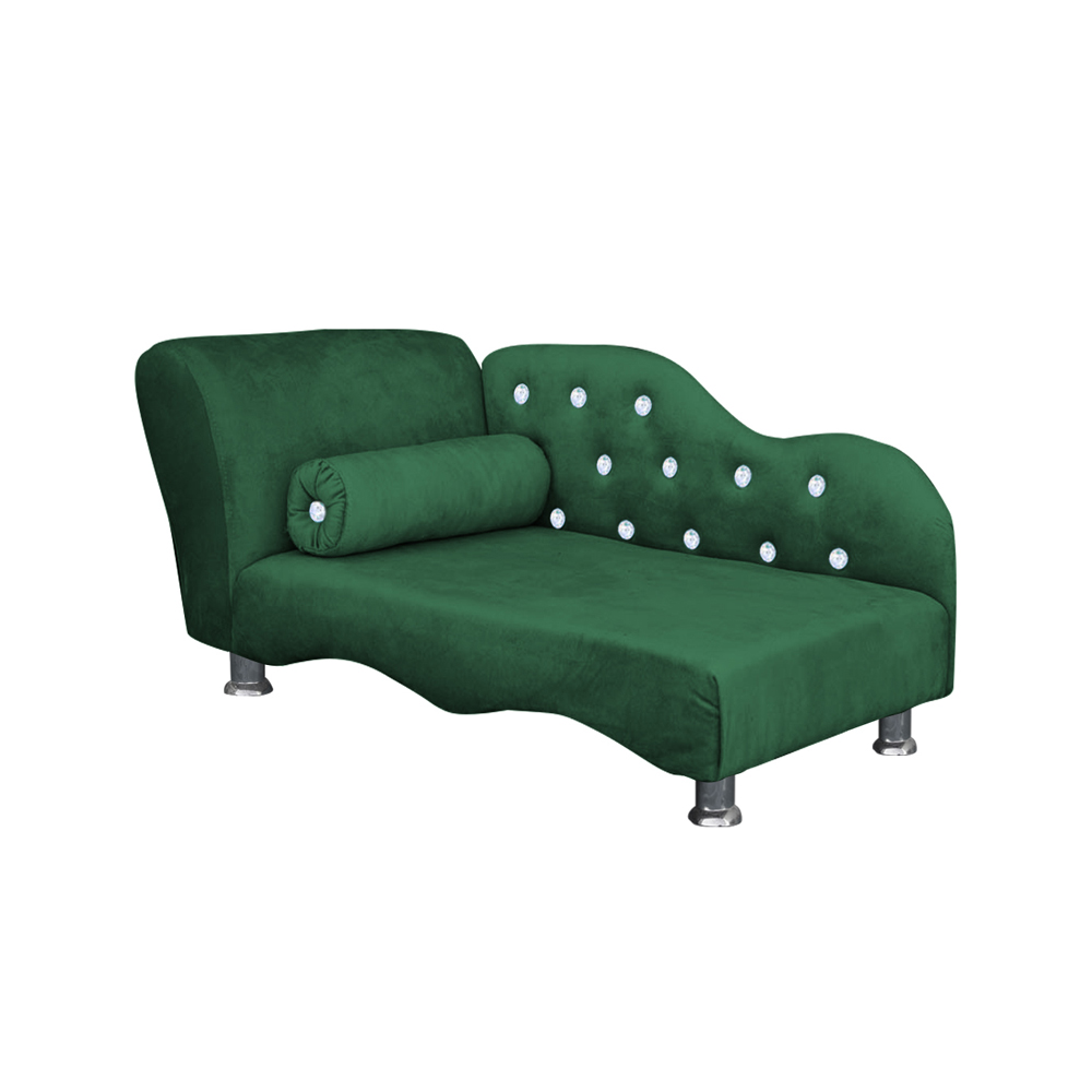Cama Caminha Divã  Pet Veludo Strass Verde Dvinn