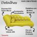 Cama Caminha Divã Pet Veludo Strass Amarelo Dvinn