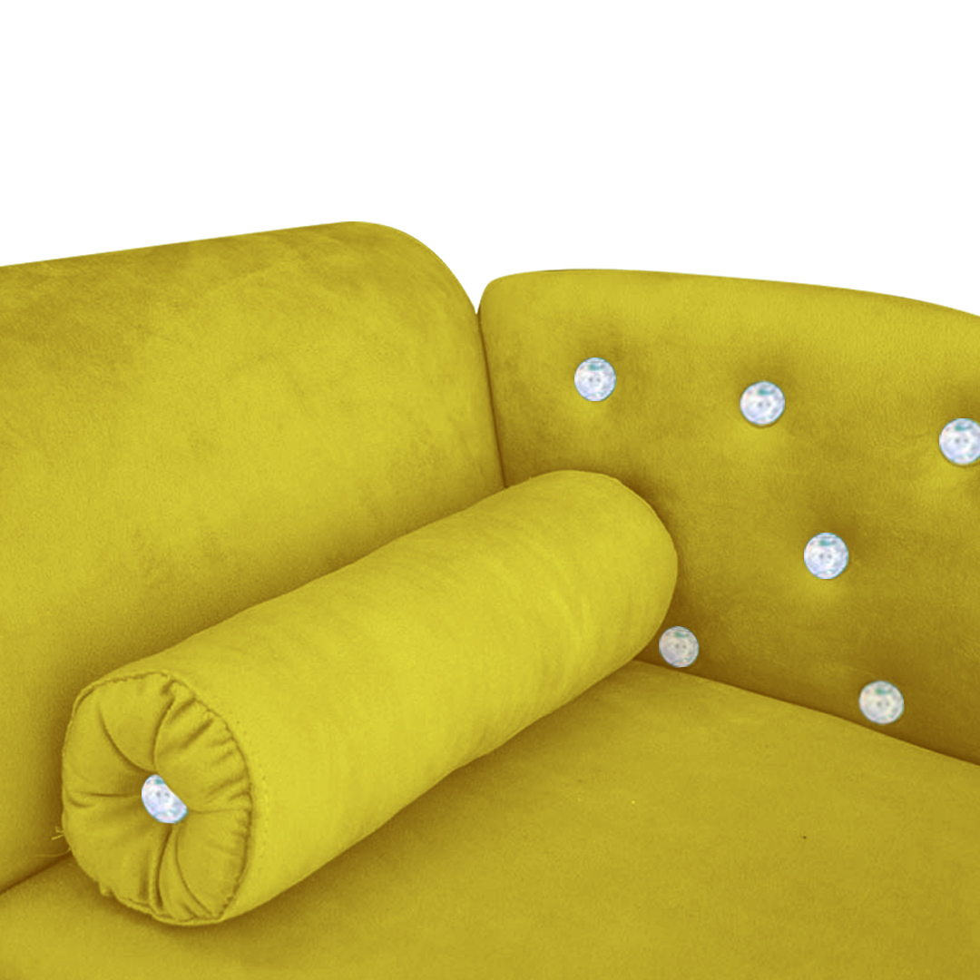 Cama Caminha Divã Pet Veludo Strass Amarelo Dvinn