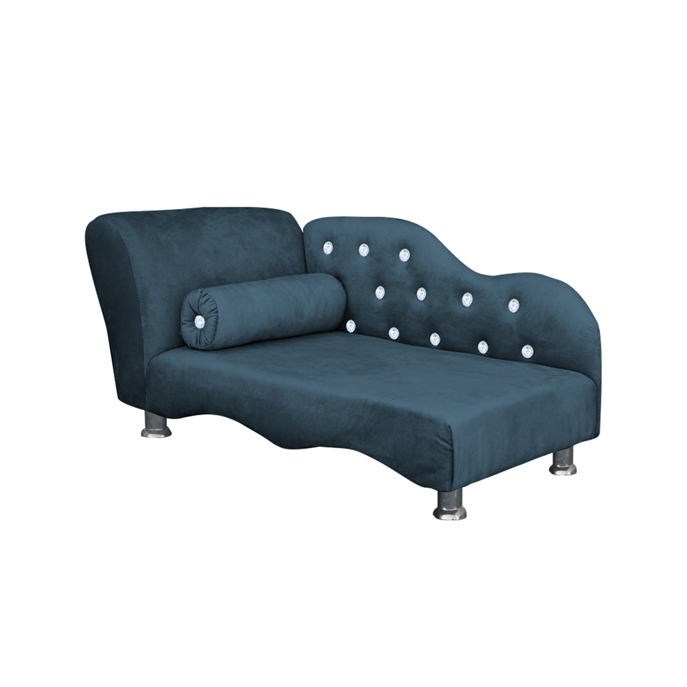 Cama Caminha Divã Pet Veludo Strass Azul Marinho Dvinn