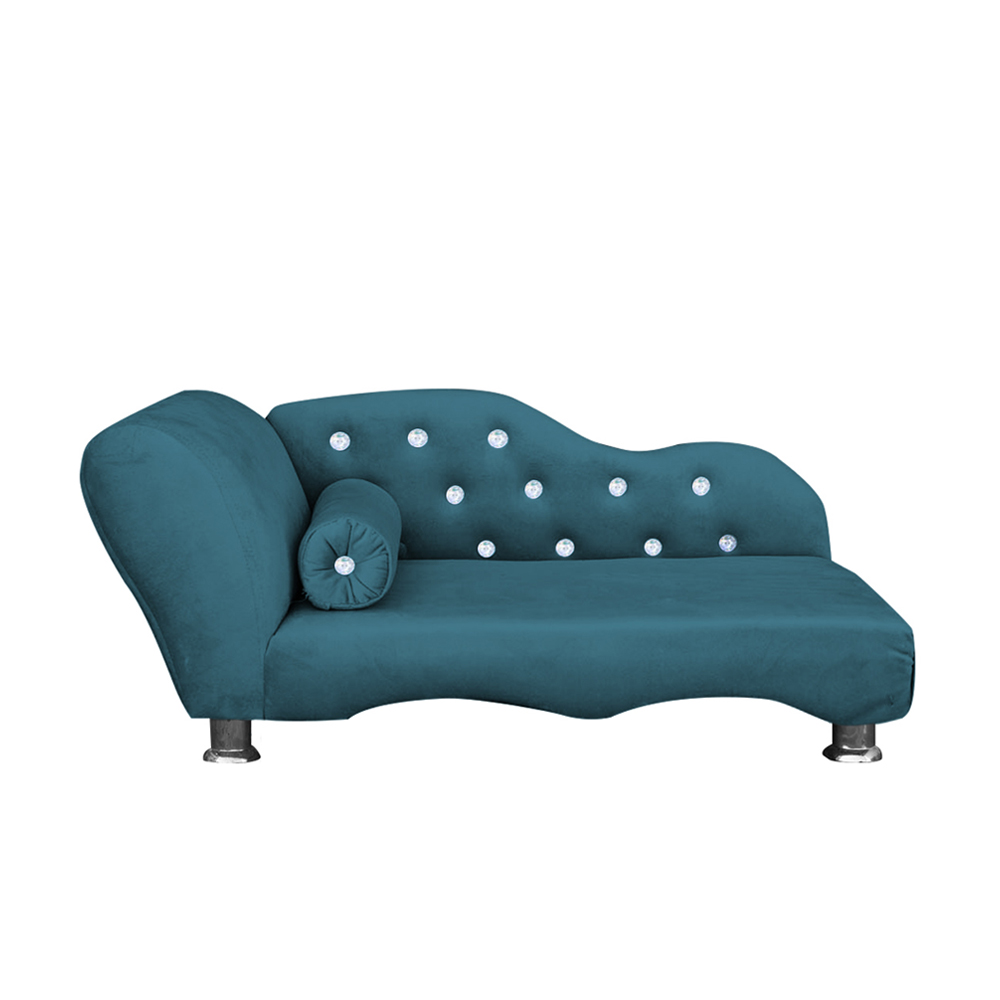 Cama Caminha Divã Pet Veludo Strass Azul Royal Dvinn