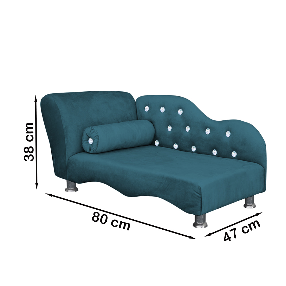 Cama Caminha Divã Pet Veludo Strass Azul Royal Dvinn