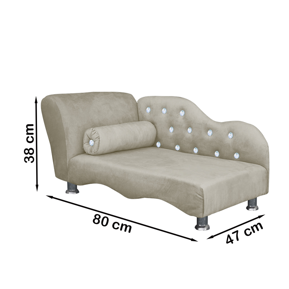 Cama Caminha Divã Pet Veludo Strass Bege Dvinn