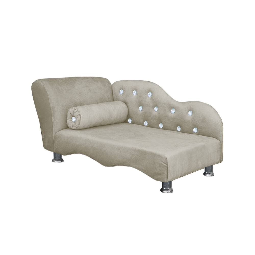 Cama Caminha Divã Pet Veludo Strass Bege Dvinn