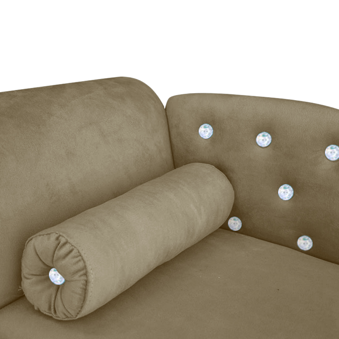Cama Caminha Divã Pet Veludo Strass Capuccino Dvinn