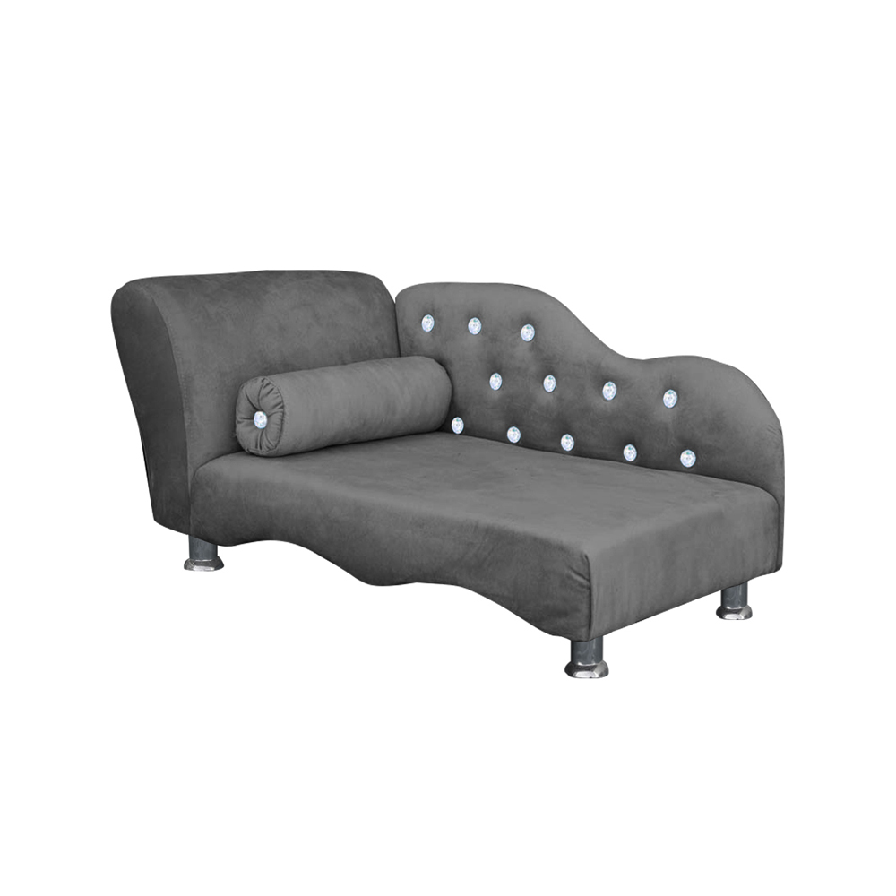 Cama Caminha Divã Pet Veludo Strass Cinza Dvinn