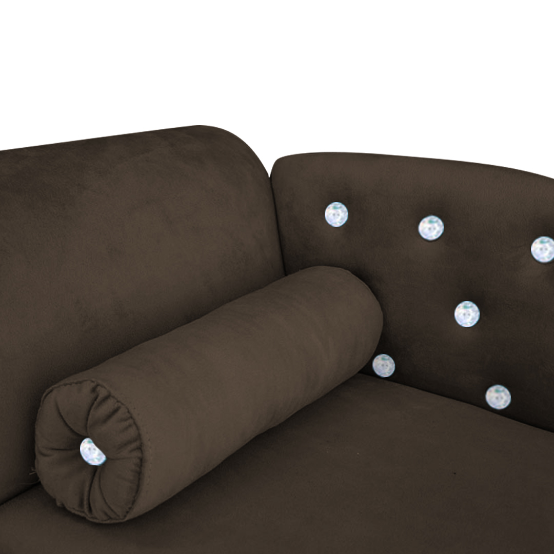 Cama Caminha Divã Pet Veludo Strass Marrom Dvinn