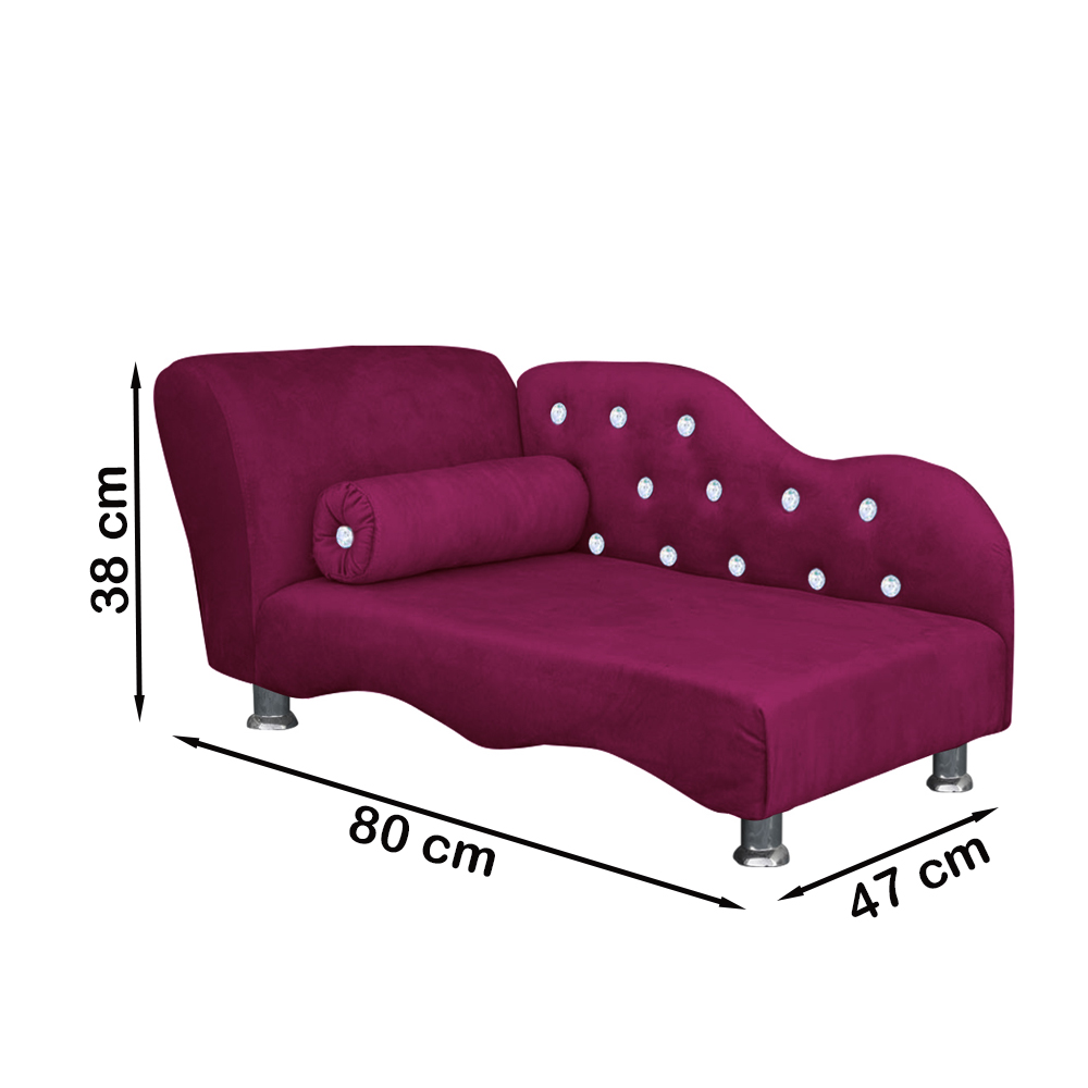 Cama Caminha Divã Pet Veludo Strass Marsala Dvinn