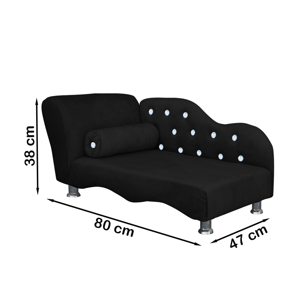 Cama Caminha Divã Pet Veludo Strass Preto Dvinn