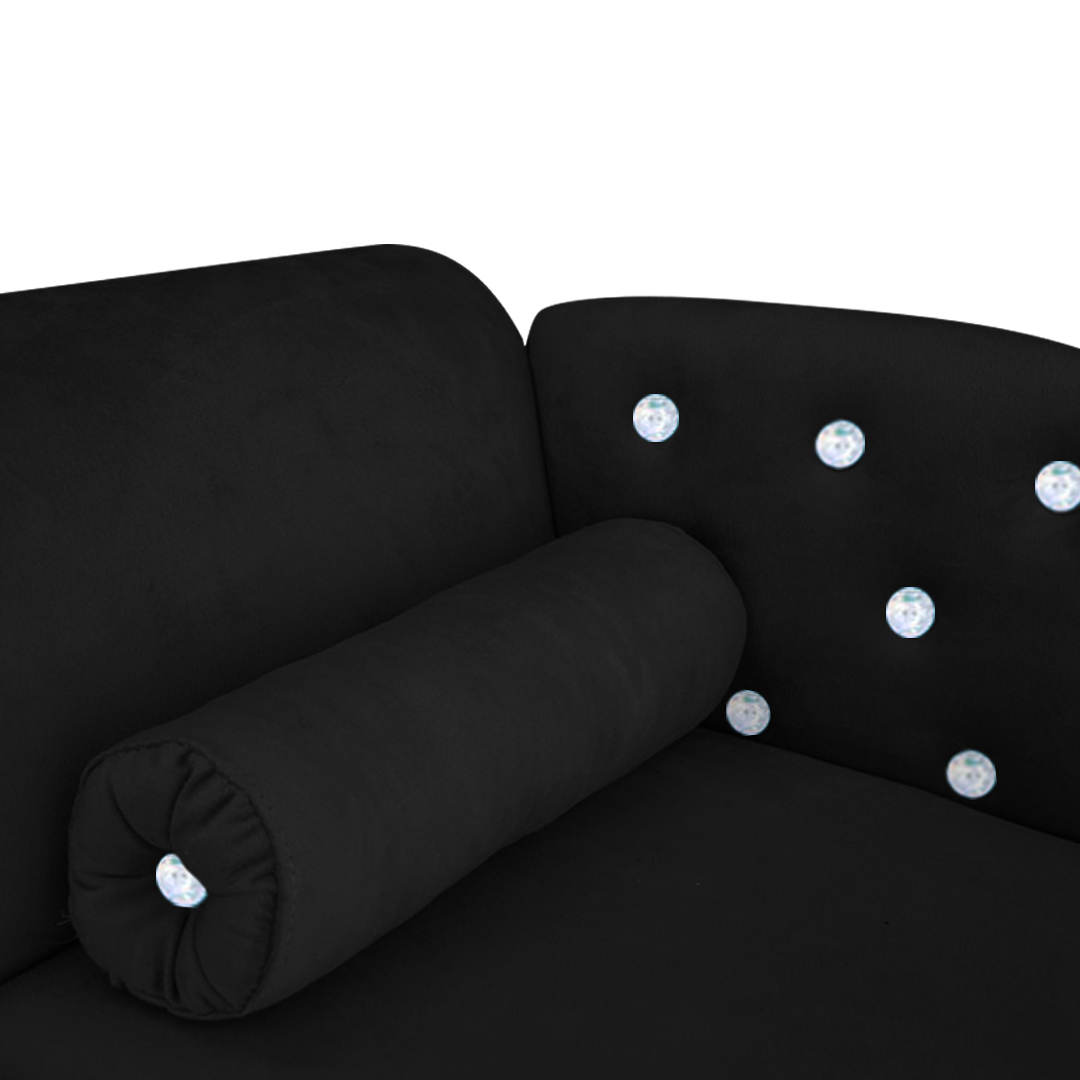 Cama Caminha Divã Pet Veludo Strass Preto Dvinn