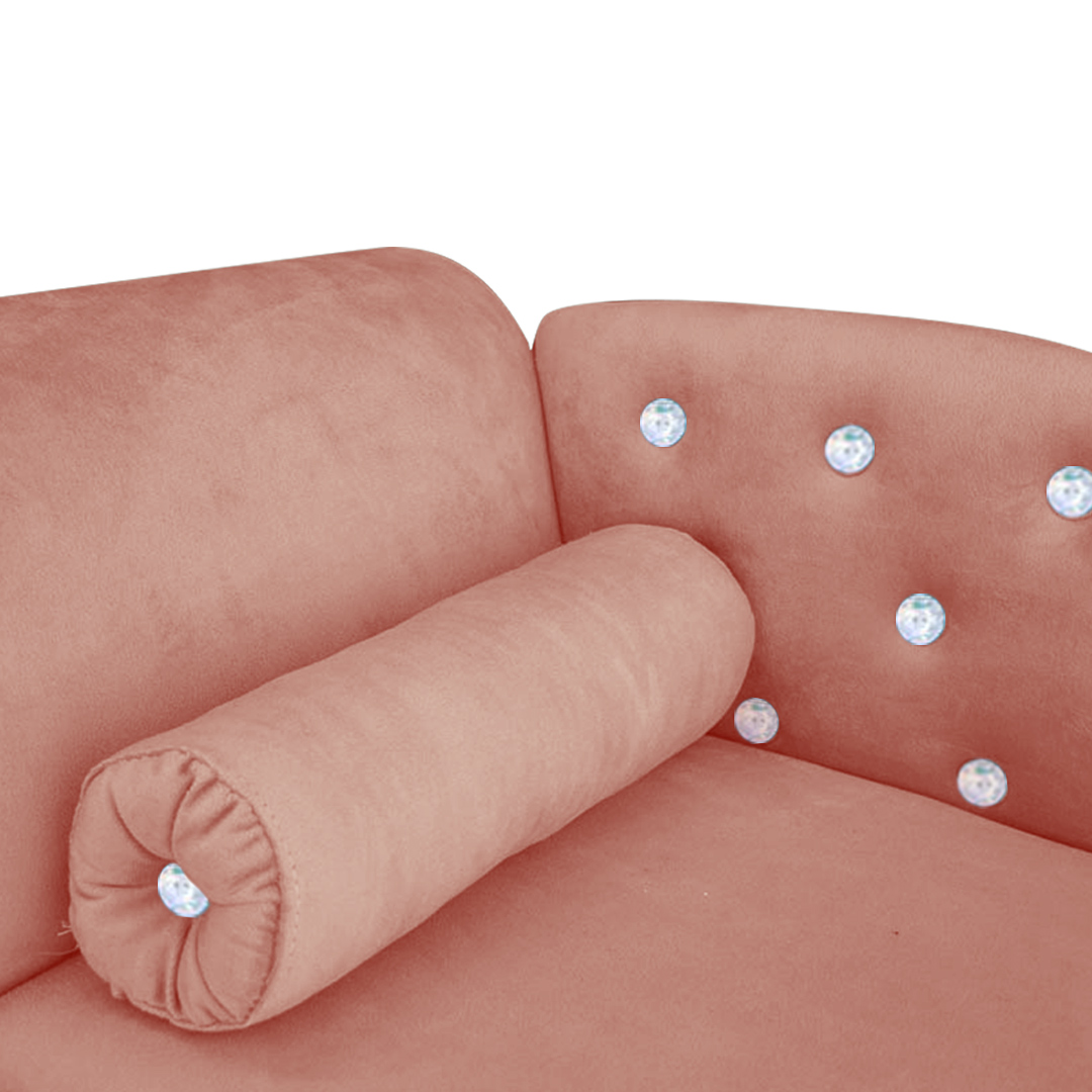 Cama Caminha Divã Pet Veludo Strass Rose Claro Dvinn