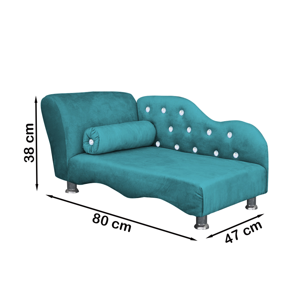 Cama Caminha Divã Pet Veludo Strass Turquesa Dvinn