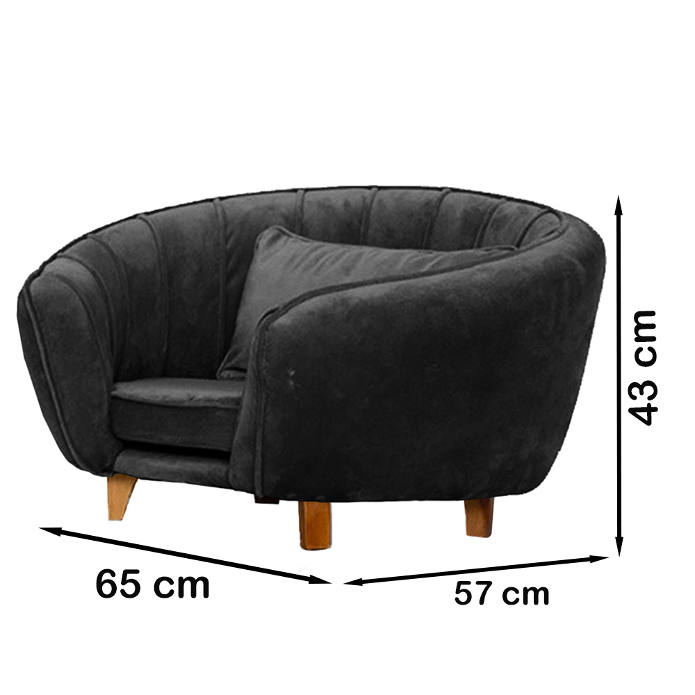 Poltrona Cama Caminha Pet Baby Laddi Veludo Grafite Dvinn