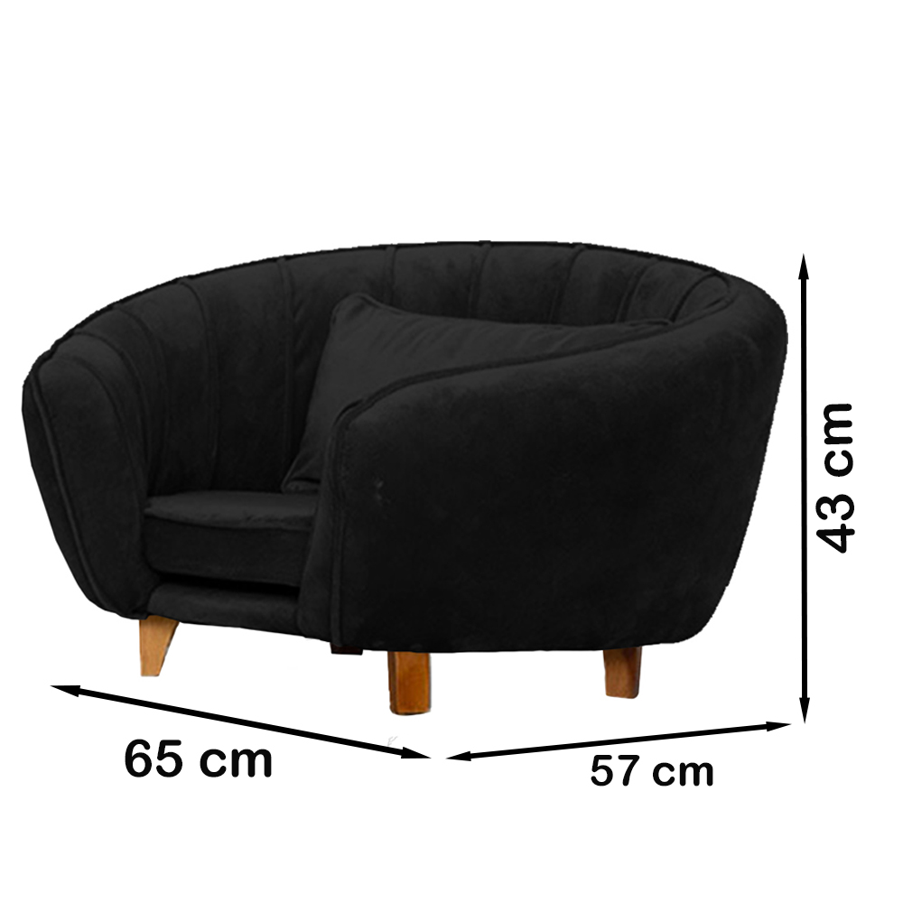 Poltrona Cama Caminha Pet Baby Laddi Veludo Preto Dvinn