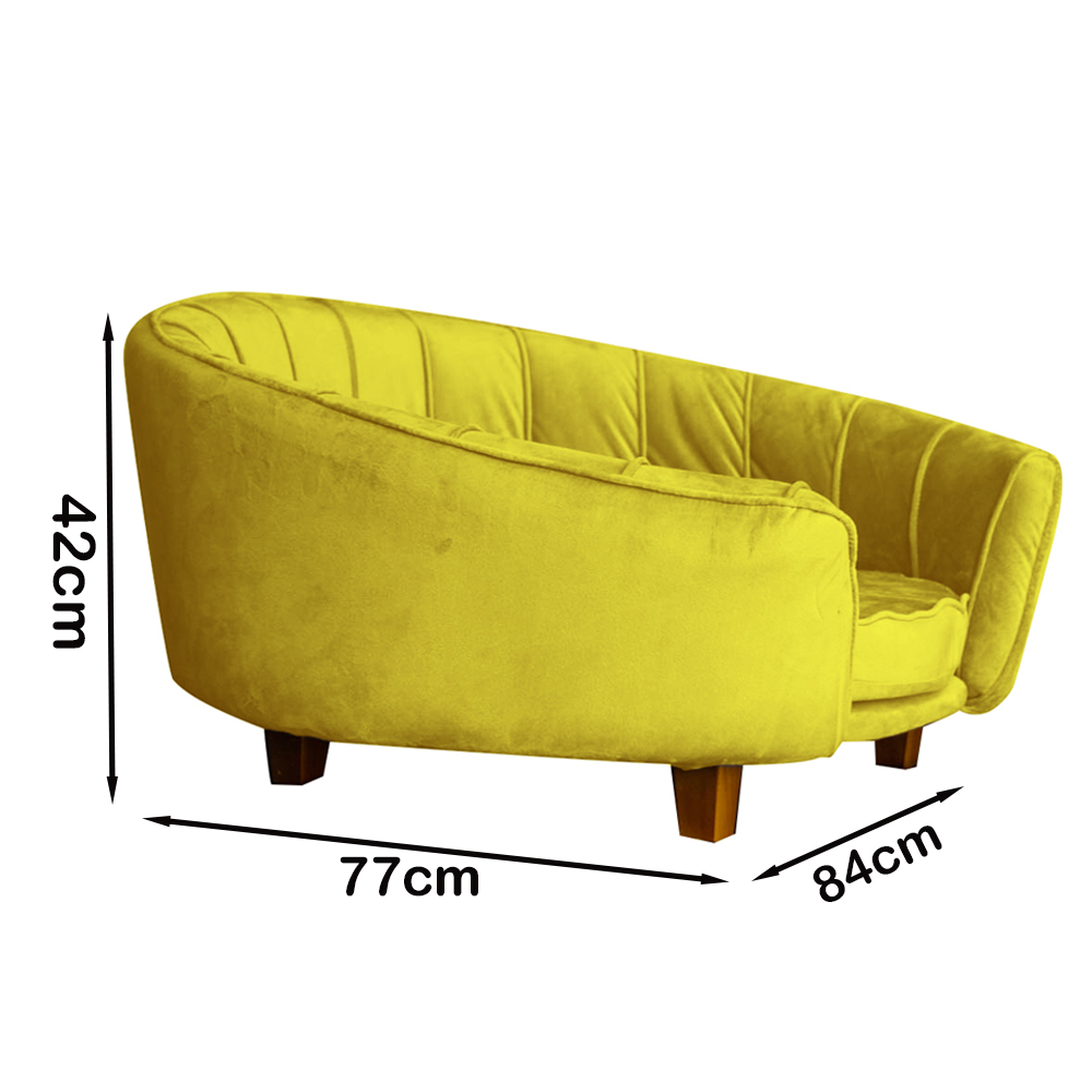 Poltrona Cama Caminha Pet Laddi Veludo Amarelo Dvinn