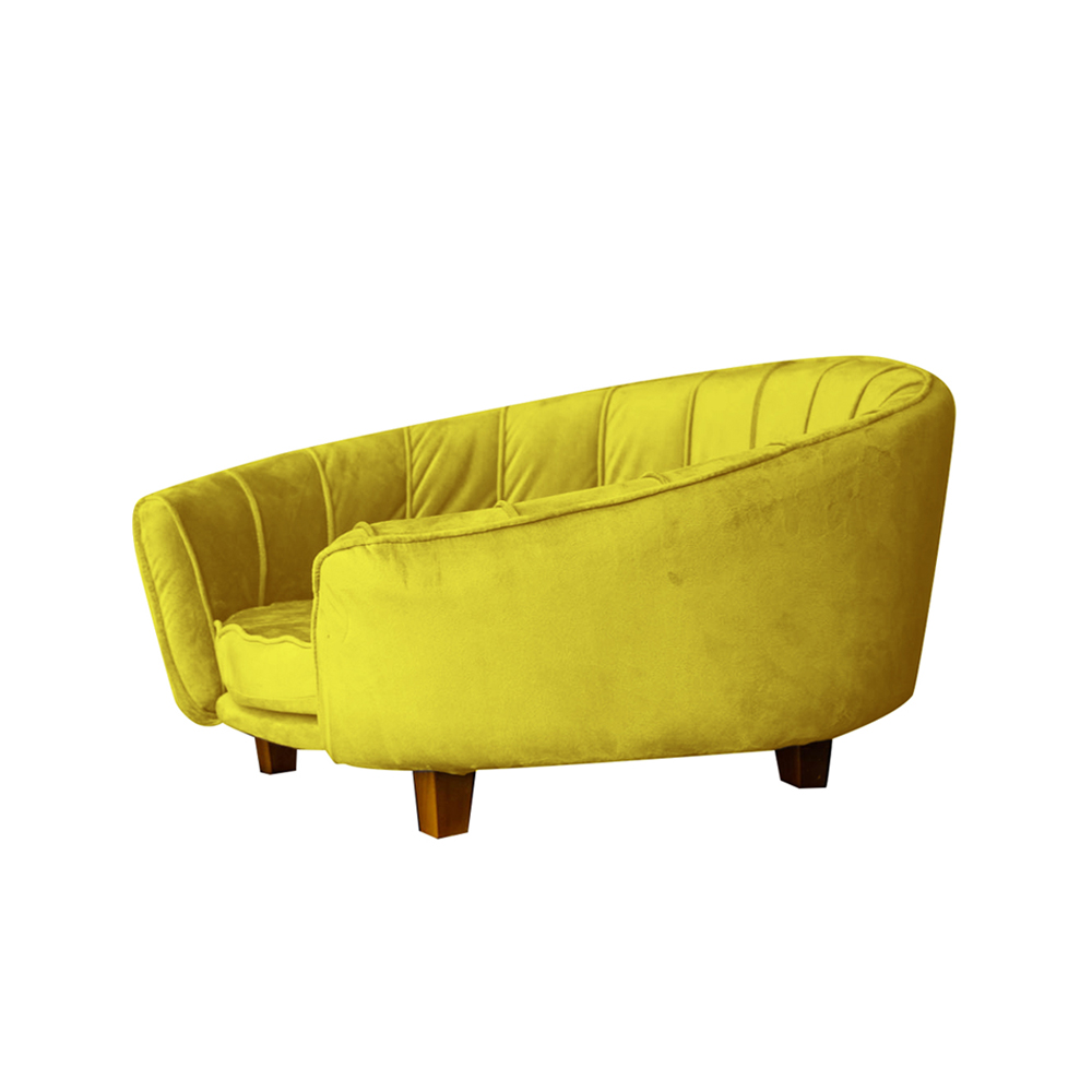 Poltrona Cama Caminha Pet Laddi Veludo Amarelo Dvinn