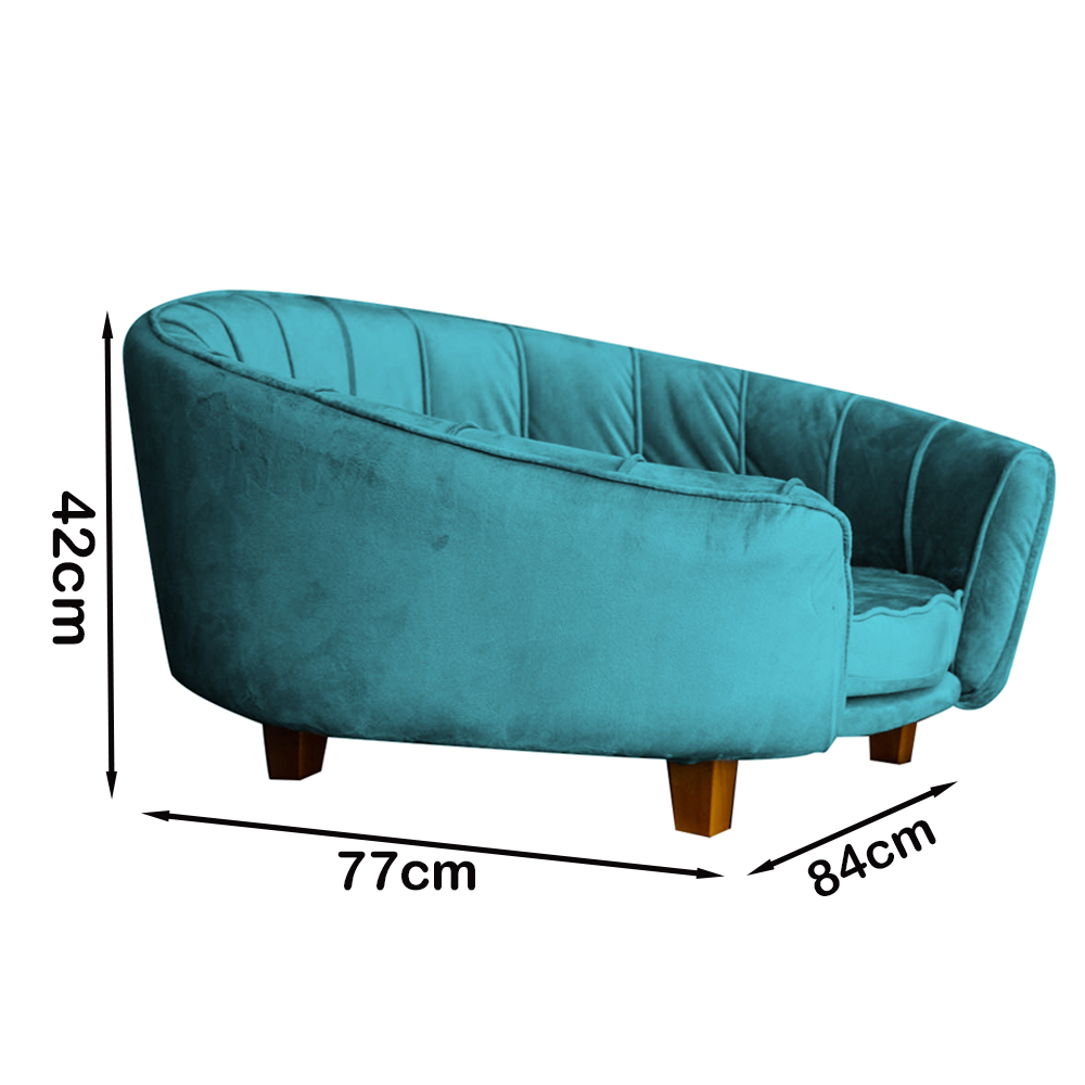 Poltrona Cama Caminha Pet Laddi Veludo Azul Turquesa Dvinn