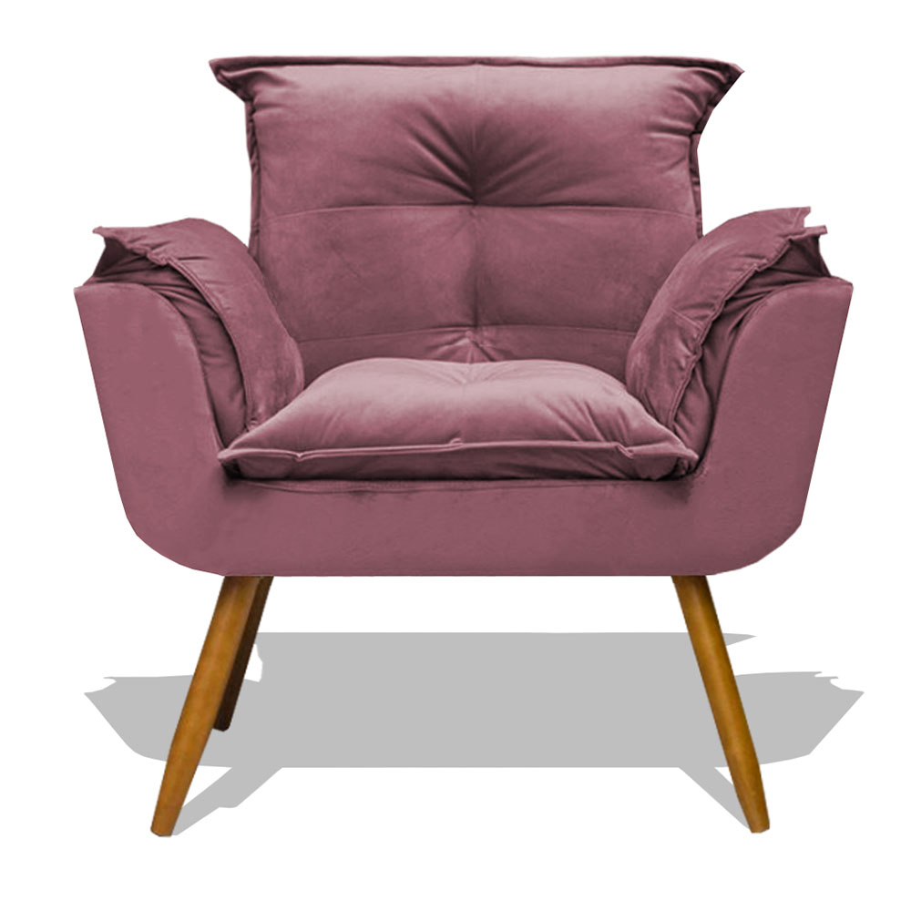 Poltrona Decorativa Para Sala de Estar Opala Veludo Rose - SSX Multicoisas