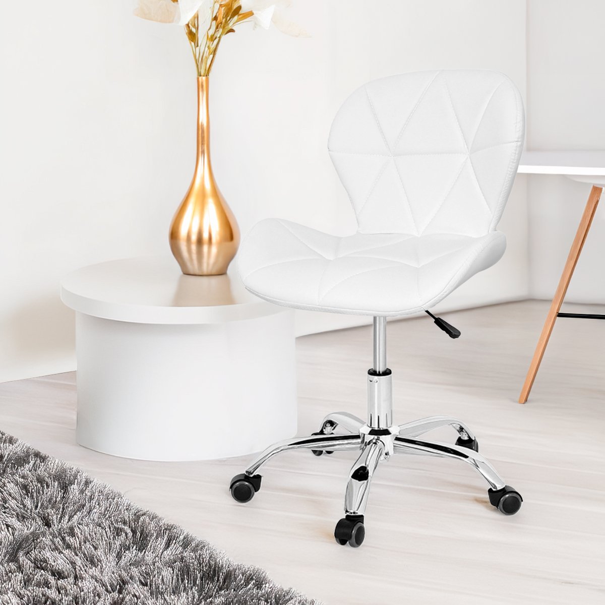Cadeira Escritório Slim Vegas Base Giratória Estofada Branco