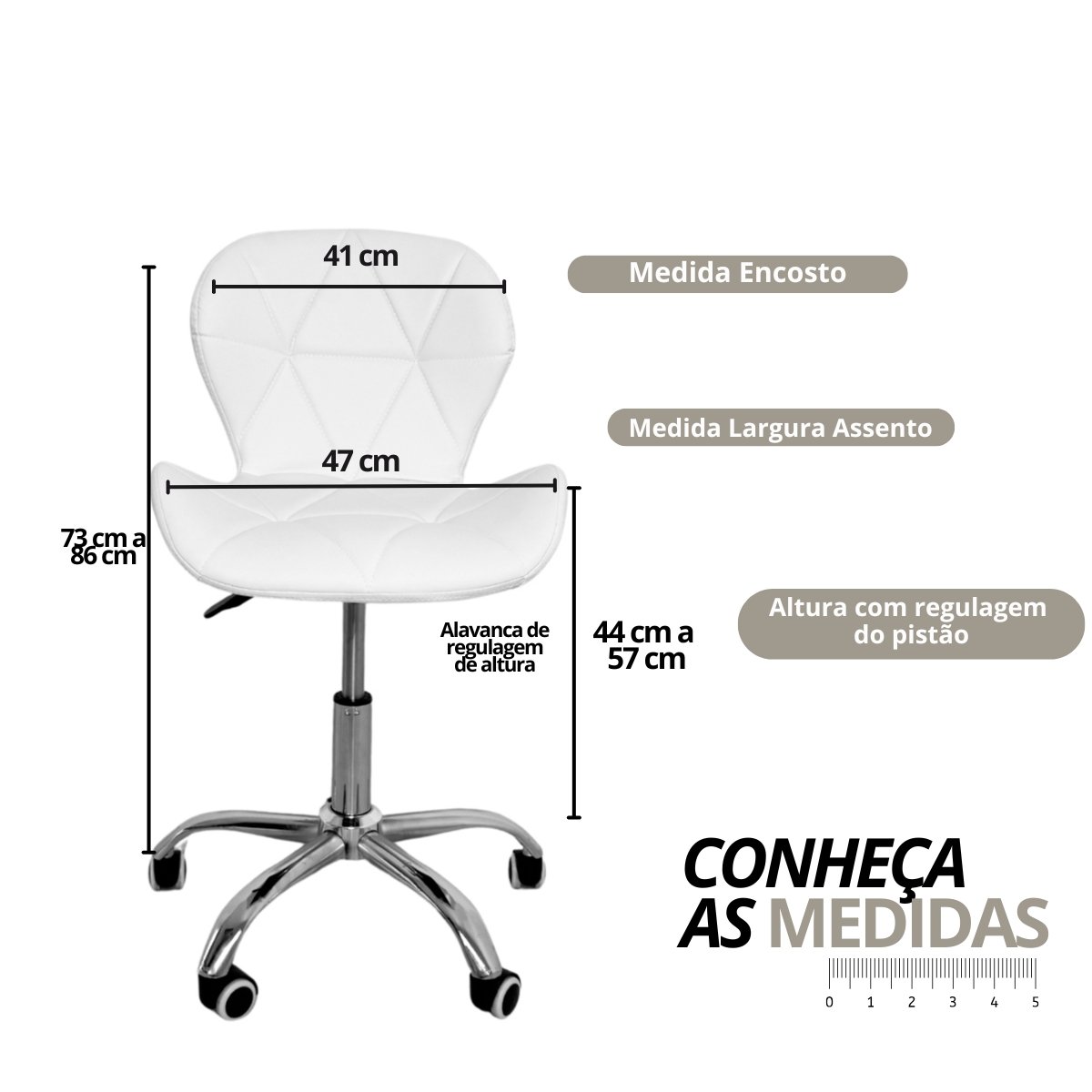 Cadeira Escritório Slim Vegas Base Giratória Estofada Branco