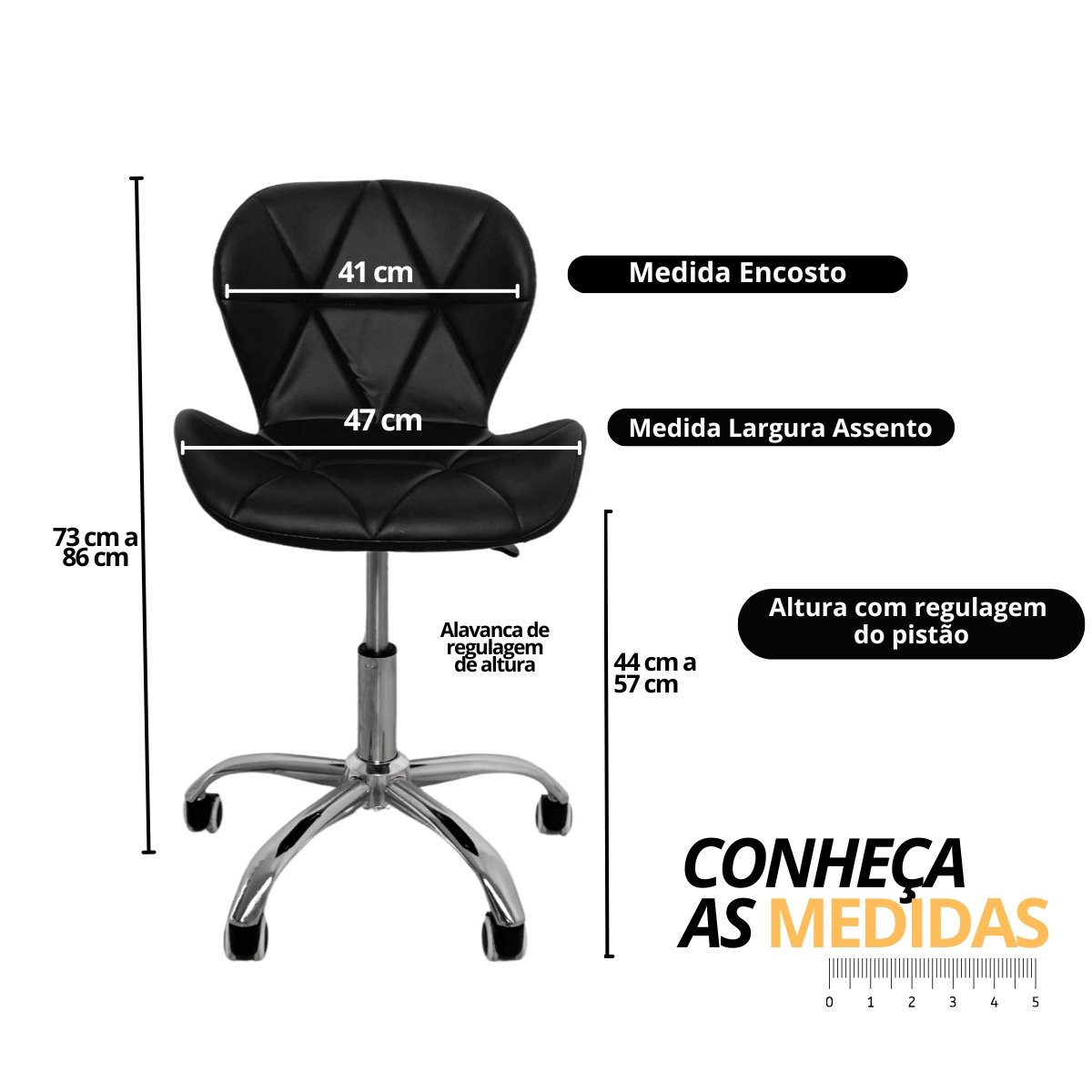 Cadeira Escritório Slim Vegas Base Giratória Estofada Preto