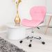 Cadeira Escritório Slim Vegas Base Giratória Estofada Rosa Quartzo