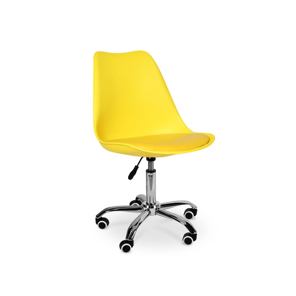 Cadeira Secretária Com Base Giratória Estofada Ícaro Amarelo