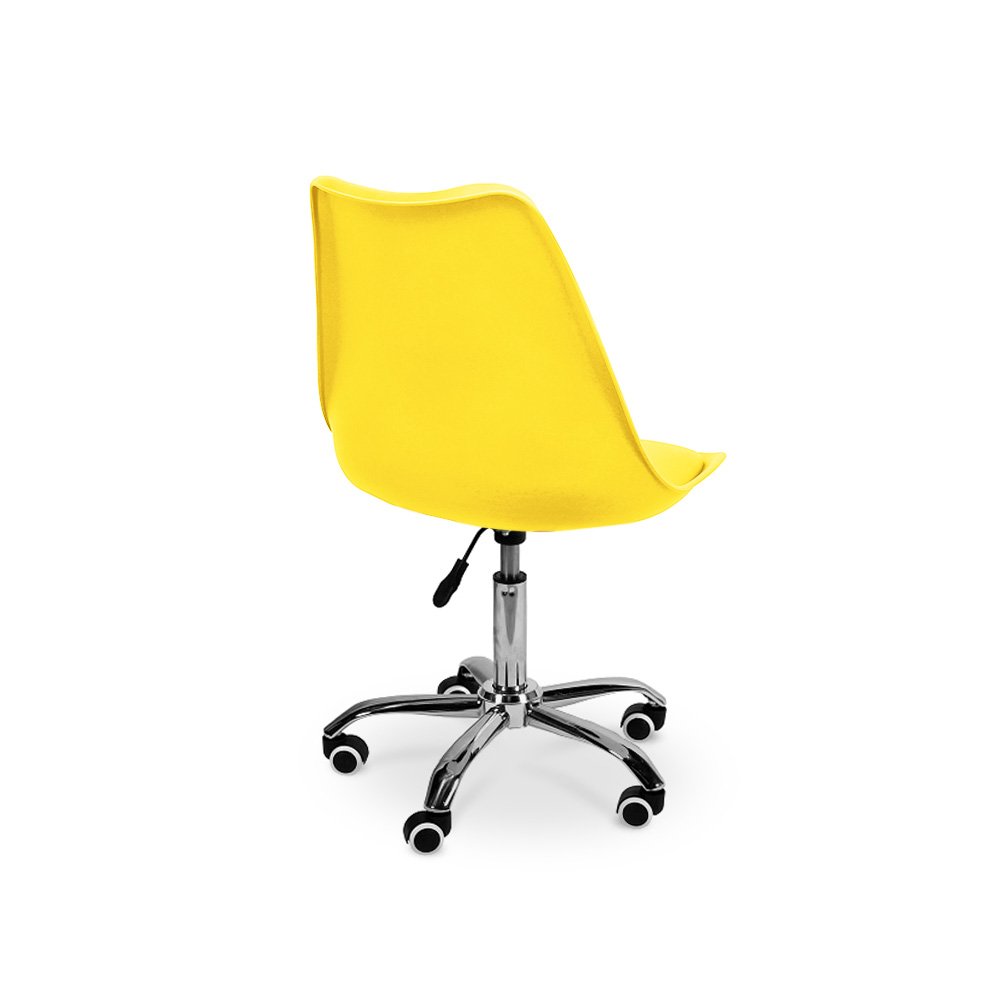 Cadeira Secretária Com Base Giratória Estofada Ícaro Amarelo