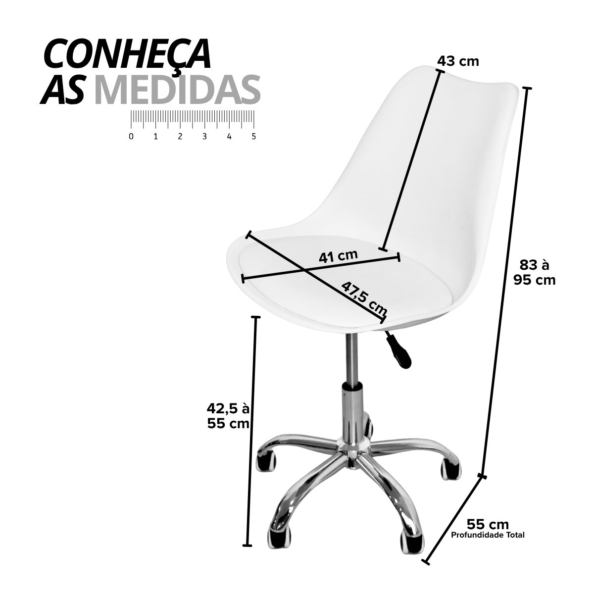 Cadeira Secretária Com Base Giratória Estofada Ícaro Branco