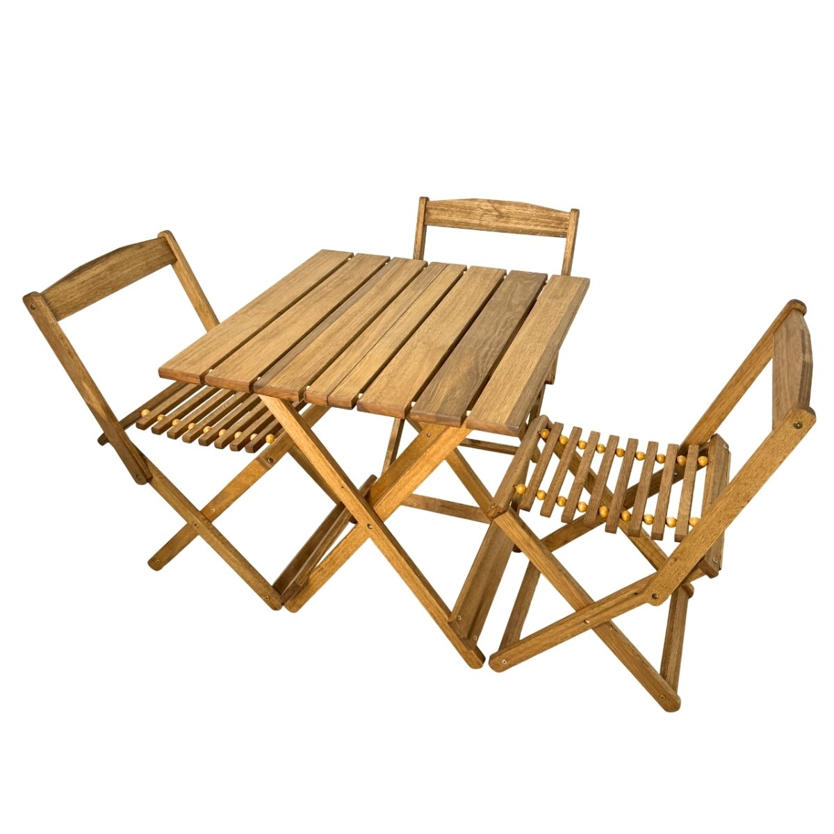 Conjunto Mesa de Madeira com 3 Cadeiras Dobráveis - Vereda Madeiral