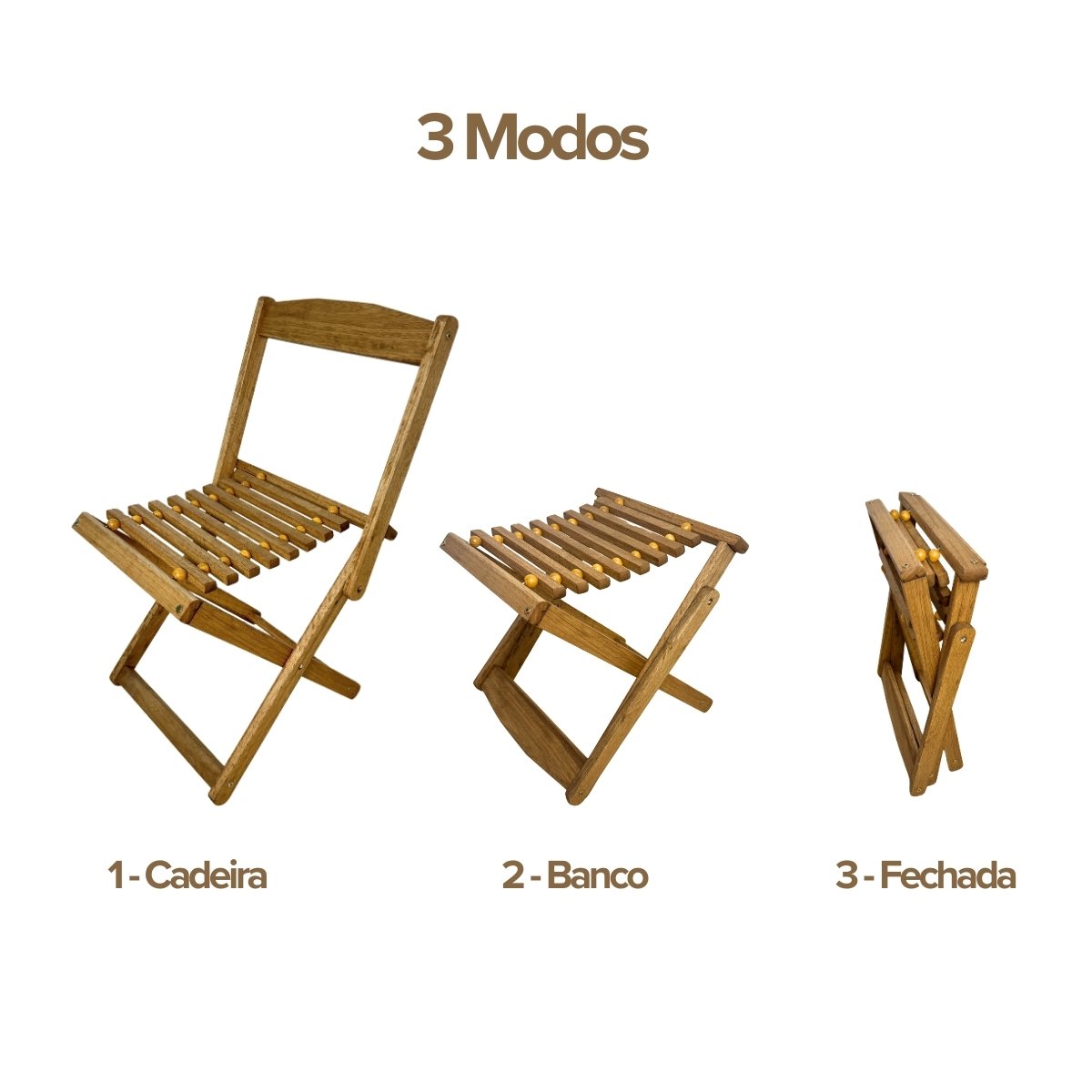 Conjunto Mesa de Madeira com 4 Cadeiras Dobráveis - Vereda Madeiral