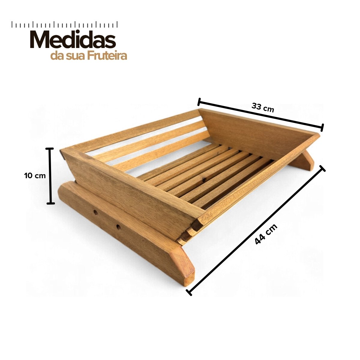 Fruteira de Mesa Cesto de Madeira Maciça Ripado - Maju Madeiral