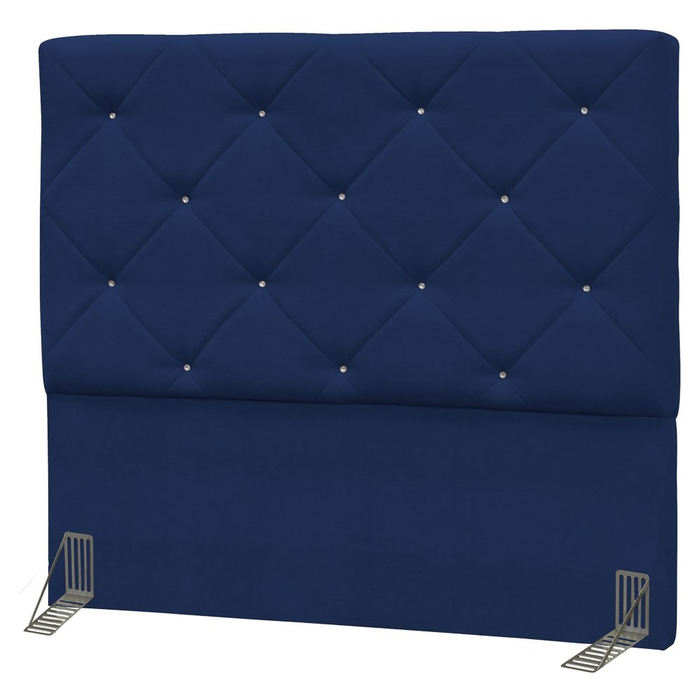 Cabeceira Casal Oásis 145cm Suede Liso Azul Marinho - D'Monegatto