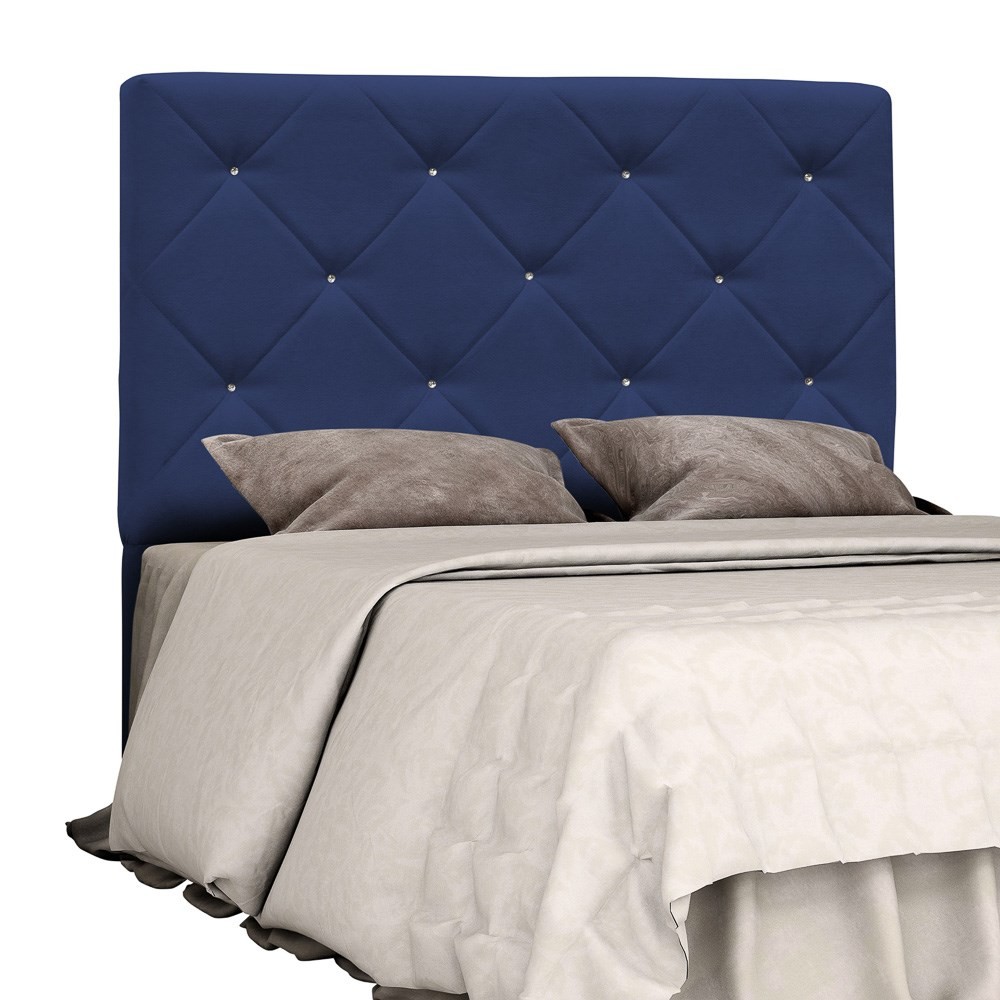 Cabeceira Casal Oásis 145cm Suede Liso Azul Marinho - D'Monegatto