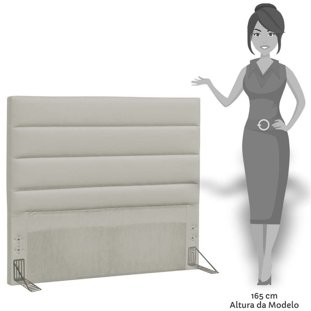 Cabeceira Quarto Casal Greta 145cm Corano Bege - D'Monegatto