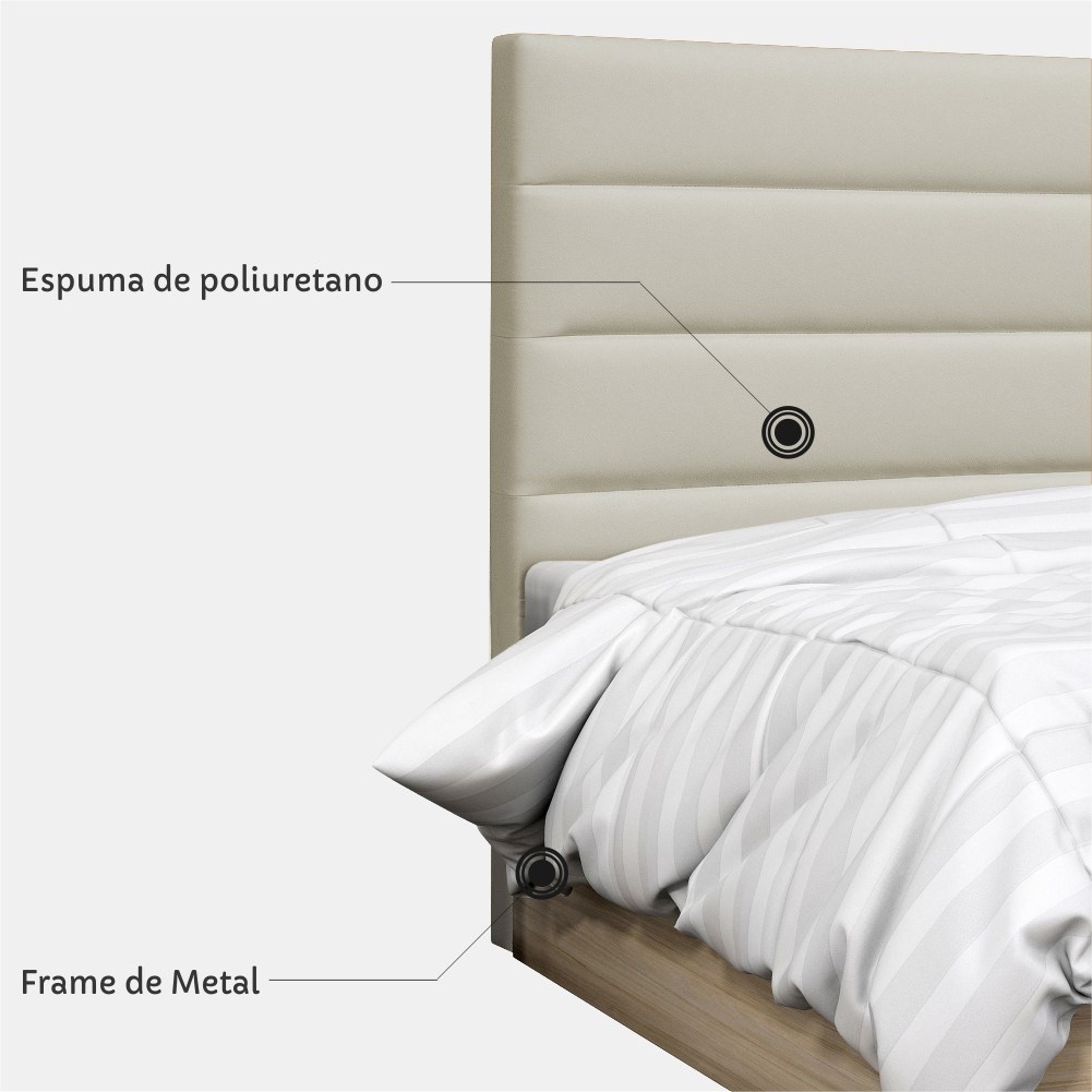 Cabeceira Quarto Casal Greta 145cm Corano Bege - D'Monegatto