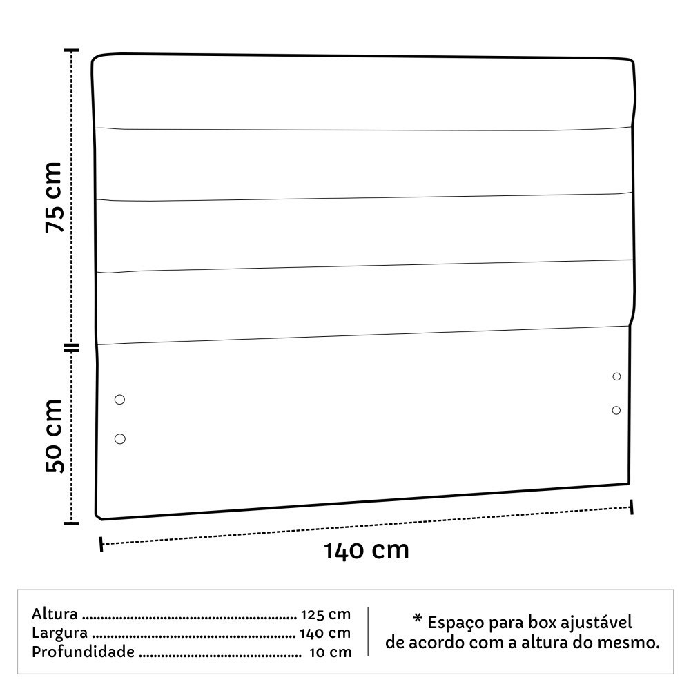 Cabeceira Quarto Casal Greta 145cm Corano Marrom - D'Monegatto