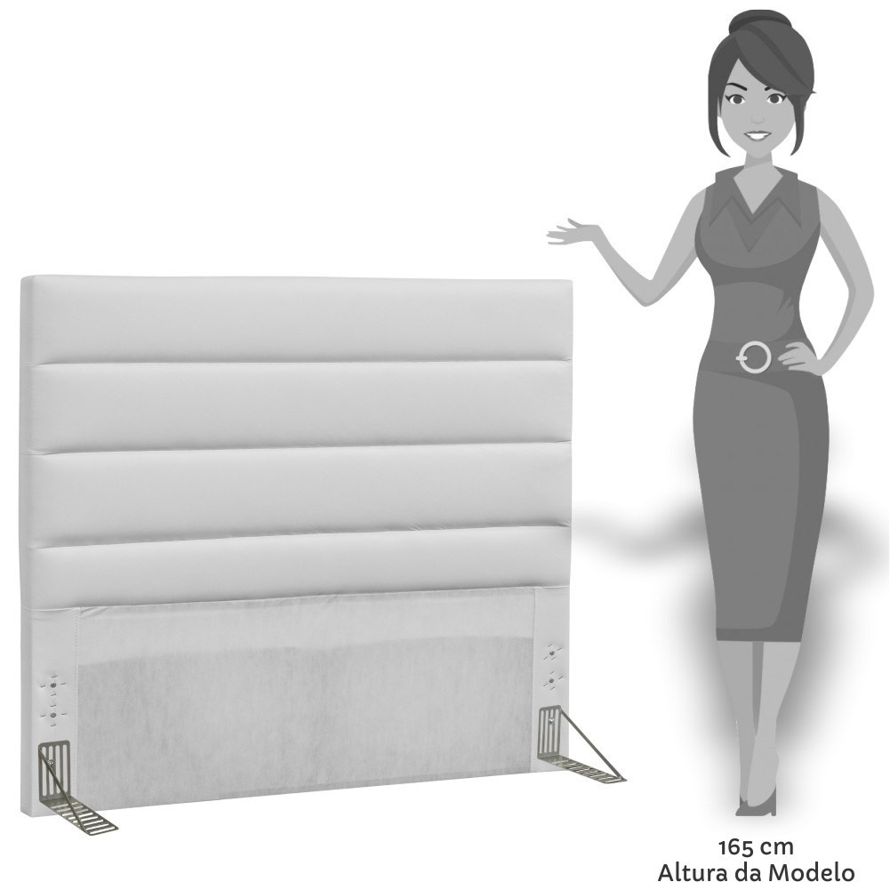 Cabeceira Quarto Casal Queen Greta 160cm Corano Branco - D'Monegatto