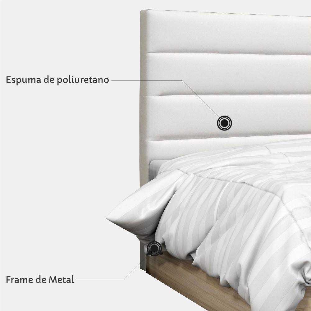 Cabeceira Quarto Casal Queen Greta 160cm Corano Branco - D'Monegatto