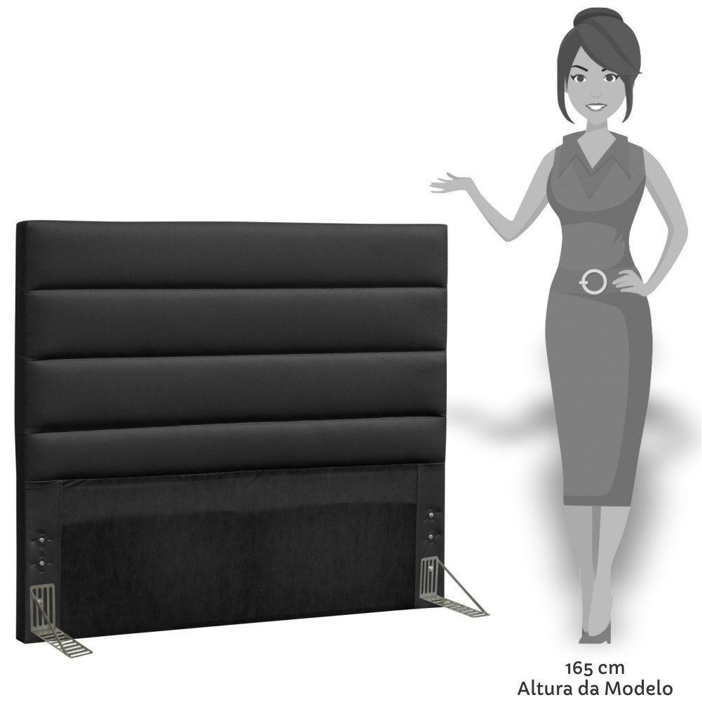 Cabeceira Quarto Casal Queen Greta 160cm Corano Preto - D'Monegatto