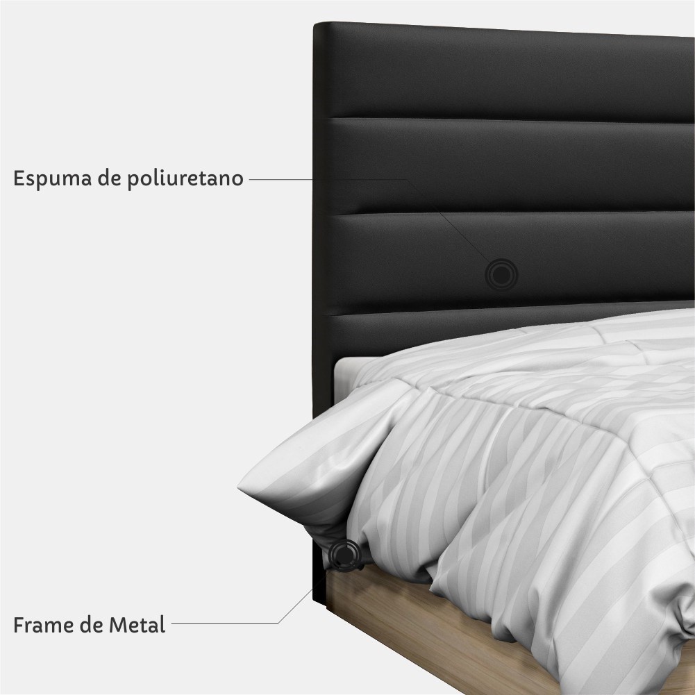 Cabeceira Quarto Casal Queen Greta 160cm Corano Preto - D'Monegatto