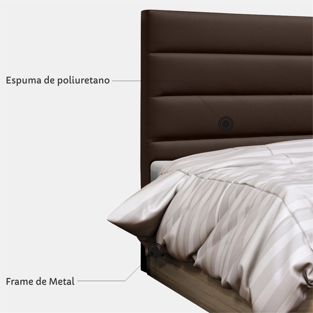 Cabeceira Quarto Solteiro Greta 90cm Corano Marrom - D'Monegatto