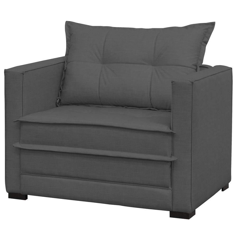 Poltrona Cama Londres Suede Cinza Escuro - D'Monegatto