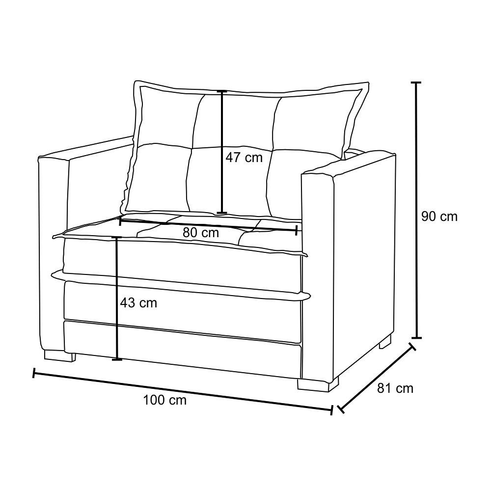 Poltrona Cama Londres Suede Cinza Escuro - D'Monegatto