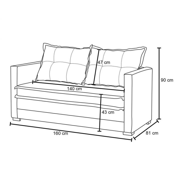 Sofá Cama 2 Lugares Matrix Drika Retrátil Chumbo 140cm