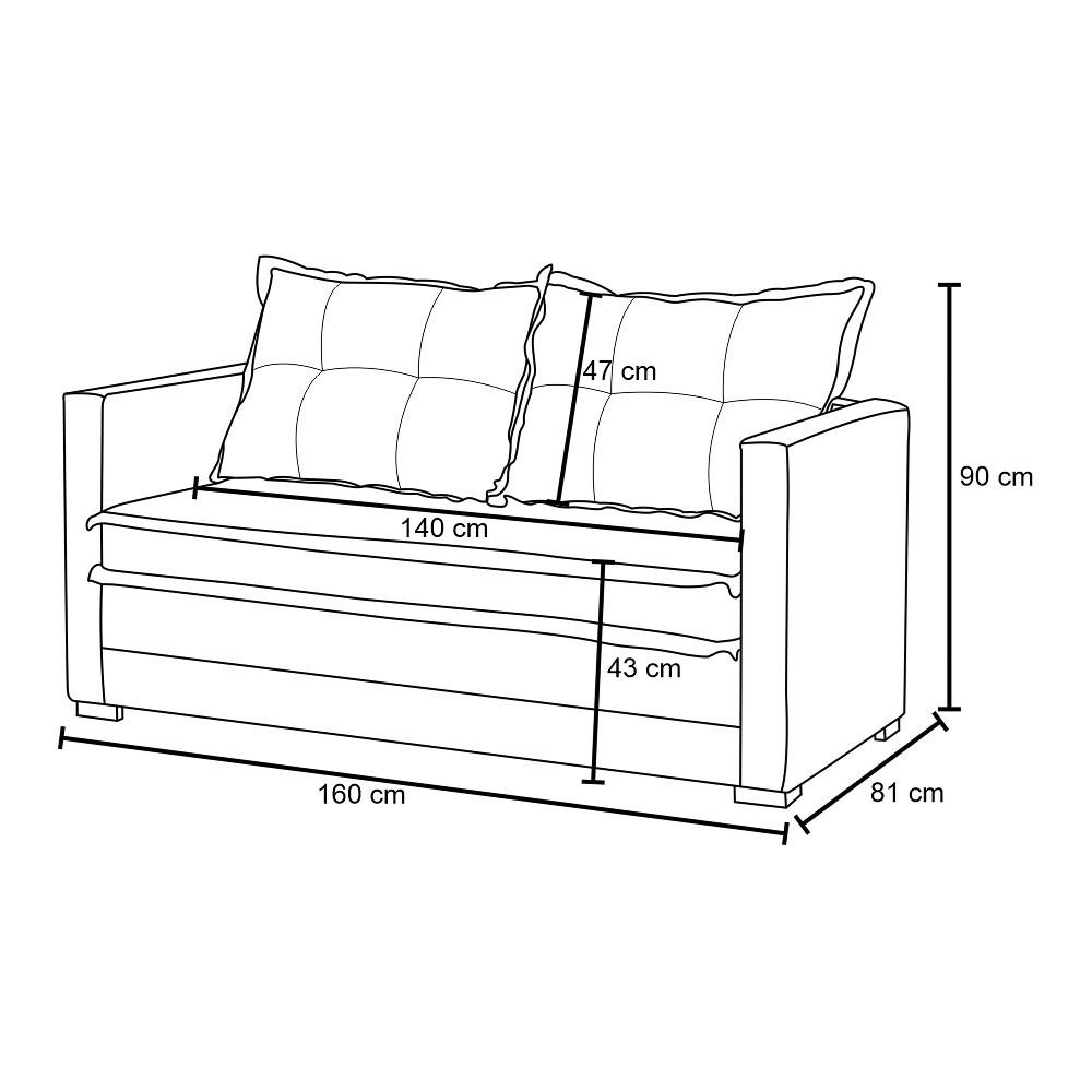 Sofá Cama Casal Articulável 2 Lugares Londres Suede Bege - D'Monegatto
