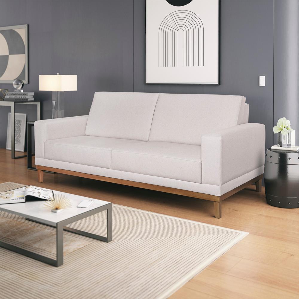 Sofa 3 Lugares 180 cm Crons Linho Bege Vazzano