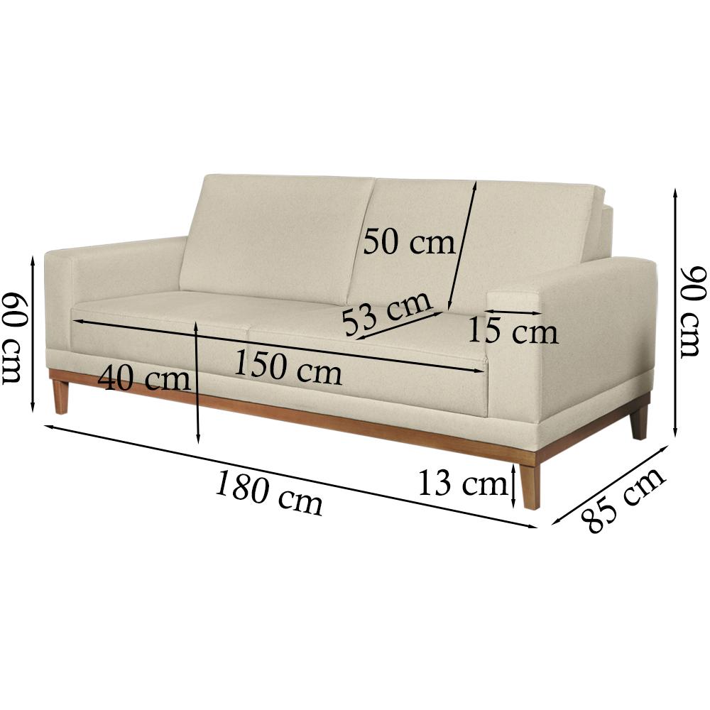 Sofa 3 Lugares 180 cm Crons Linho Cru Vazzano